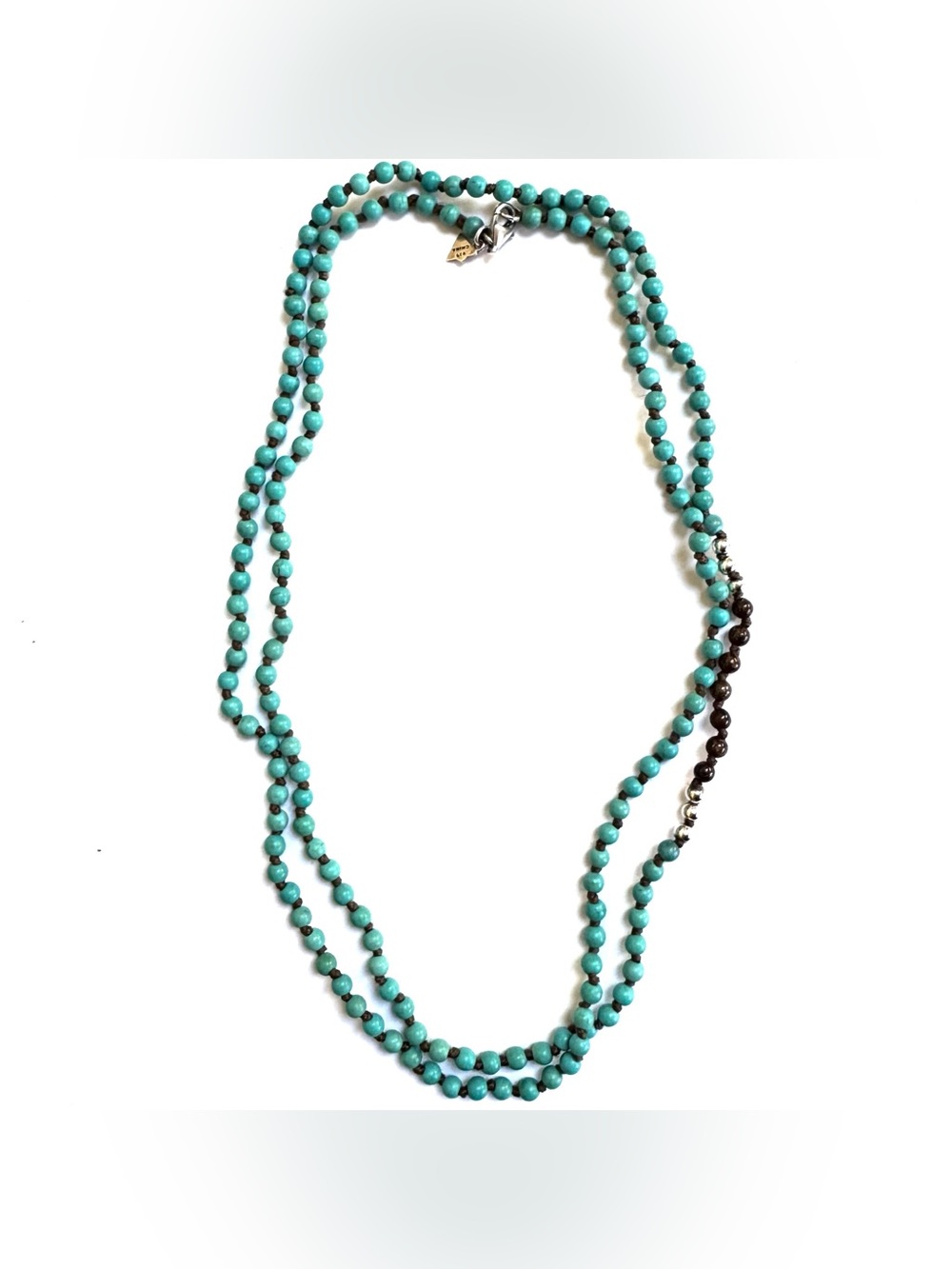 SILPADA Necklace Sterling Silver Blue Howlite Bronzite 36” Beaded N2396 EXC COND - Picture 2 of 6